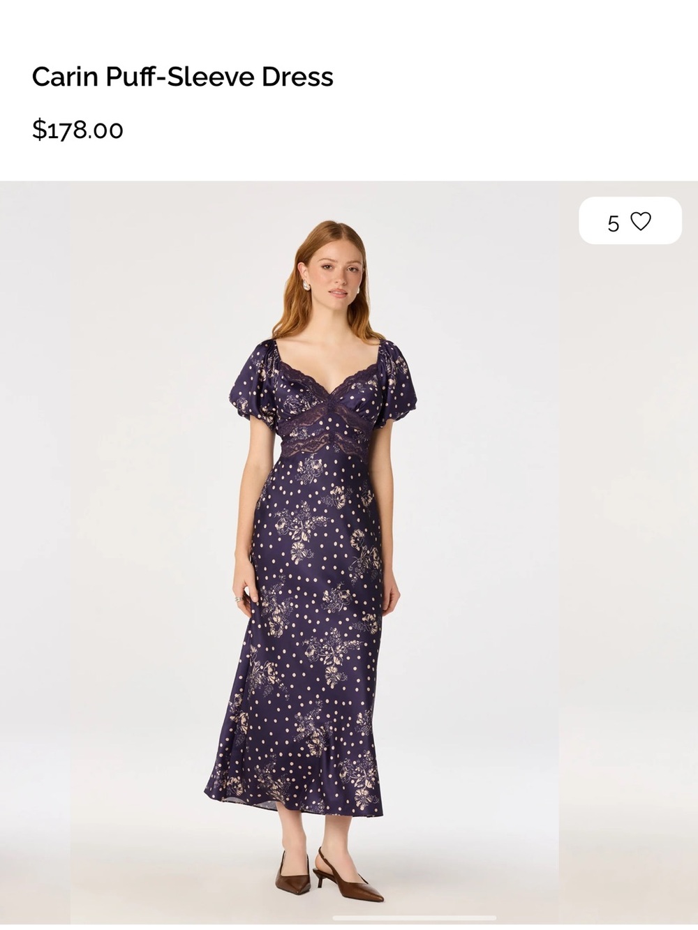 ASTR Carin Puff-Sleeve Dress Navy & Floral